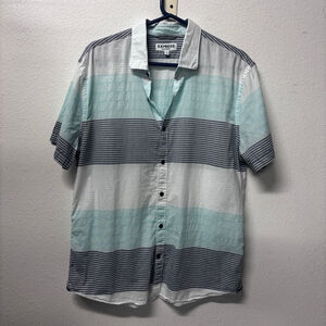 Men's EXPRESS Casual Button Up Shirt L Striped 100% cotton light weight vaca